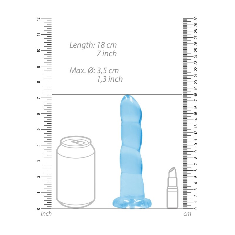 Dildo niebieskie spiralne z mocną przyssawką 18 cm